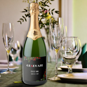 Etiquetas Para Vinos Espumosos Graduación de color rojo flor blanco negro