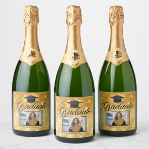 Etiquetas Para Vinos Espumosos Graduación de espuma de oro Moda de foto Personali
