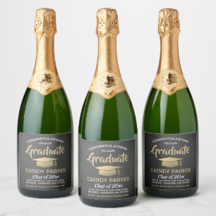 Etiquetas Para Vinos Espumosos Graduación Felicitaciones Chalkboard Oro negro y b