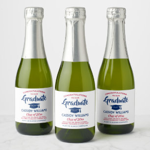 Etiquetas Para Vinos Espumosos Graduación Felicitaciones Rojo Blanco y Azul Mini 