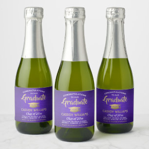 Etiquetas Para Vinos Espumosos Graduación Mini Split Cepillado Púrpura Dorado y B
