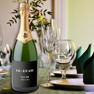 Etiquetas Para Vinos Espumosos graduación minimalista de rojo blanco negro