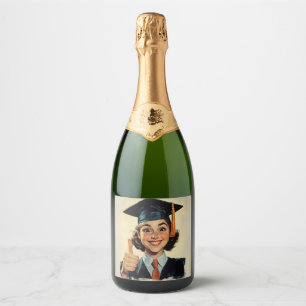 Etiquetas Para Vinos Espumosos Graduado feliz dando un resumen
