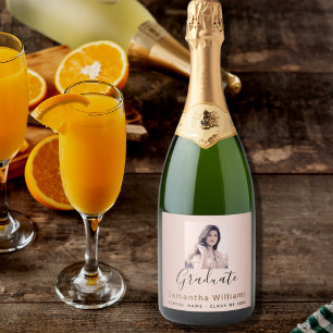 Etiquetas Para Vinos Espumosos Graduation party rose gold blush photo