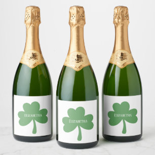 Etiquetas Para Vinos Espumosos Green Shamrock St. Patrick's Day Custom Name