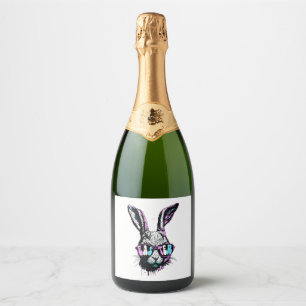 Etiquetas Para Vinos Espumosos Groovi Rabbit Bunny Face Con Gafas De Sol Pascua