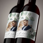 Etiquetas Para Vinos Espumosos Guión moderno elegante foto vintage eucalipto<br><div class="desc">Guión moderno elegante foto vintage de la boda eucaliptus salvar la fecha.</div>
