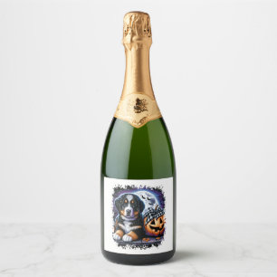 Etiquetas Para Vinos Espumosos Halloween de Perro de Montaña de Bernese
