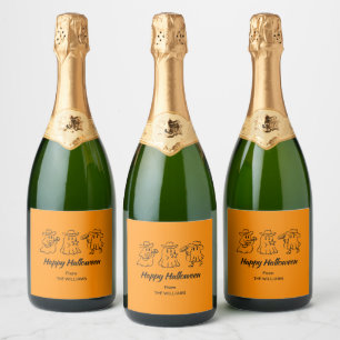 Etiquetas Para Vinos Espumosos Halloween espeluznante naranja de mano rara