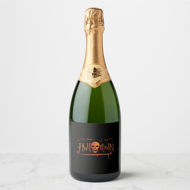 Etiquetas Para Vinos Espumosos Halloween Skull (Anverso)