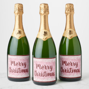 Etiquetas Para Vinos Espumosos heladas rojas y rosas Feliz Navidad