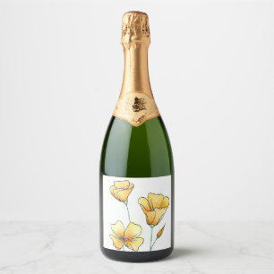 Etiquetas Para Vinos Espumosos Hermosas amapolas acuarelas de California