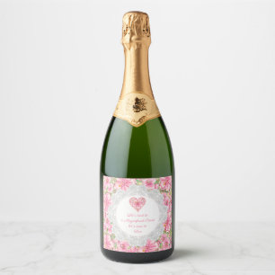 Etiquetas Para Vinos Espumosos Hibiscus & lace PINK