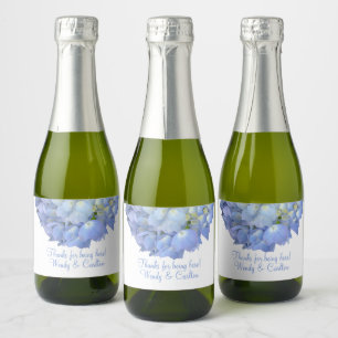 Etiquetas Para Vinos Espumosos Hidrangea Floral Azul Gracias Favor A Los Invitado