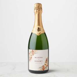 Etiquetas Para Vinos Espumosos Hojas de Otoño Botánica Boda Brillante