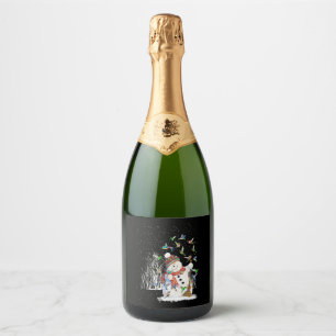 Etiquetas Para Vinos Espumosos Hummingbird Snowman Feliz Navidad