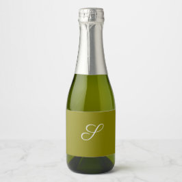 Etiquetas Para Vinos Espumosos Inicial de monograma minimalista verde salvia