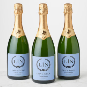 Etiquetas Para Vinos Espumosos Iniciales de monograma de tipografía minimalista e