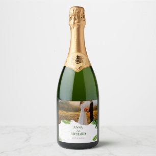 Etiquetas Para Vinos Espumosos Invitación de Boda Tropical Romántica