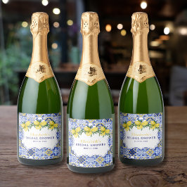 Etiquetas Para Vinos Espumosos Italian watercolor tiles with lemon, Bridal Shower