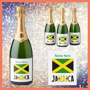 Etiquetas Para Vinos Espumosos Jamaica y Bandera de Jamaica Personalizados 