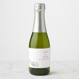 Etiquetas Para Vinos Espumosos Jardín de picnic Minimalista Boda blanco y negro