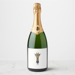 Etiquetas Para Vinos Espumosos Jirafa Grabada Vintage Con Diseño De Gafas_1