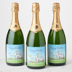 Etiquetas Para Vinos Espumosos La caza de huevos del conejo de Pascua