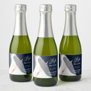 Etiquetas Para Vinos Espumosos La ducha azul de la marina de la novia pop el cork