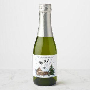 Etiquetas Para Vinos Espumosos La Magia de la Navidad El Trineo de Santa y Cozy