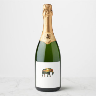 Etiquetas Para Vinos Espumosos La naturaleza del Elefante Africano Sunset Safari