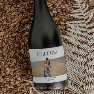 Etiquetas Para Vinos Espumosos Láminas de champán Boda minimalista y brillante