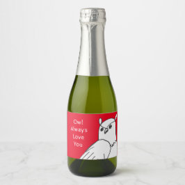 Etiquetas Para Vinos Espumosos Lechuza Romántica de Pun Animal