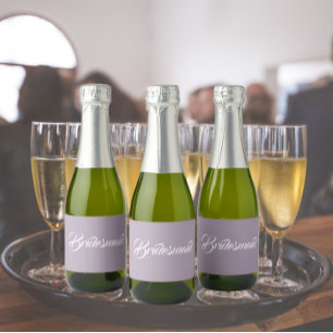 Etiquetas Para Vinos Espumosos Letra Estilizada Malva para Boda Dama de Honor