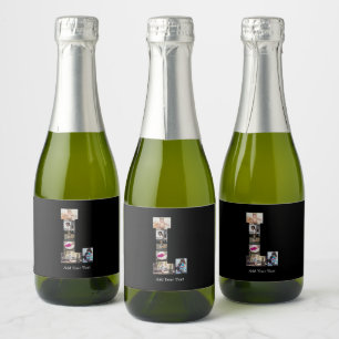 Etiquetas Para Vinos Espumosos Letra negra y blanca L Collage de fotos