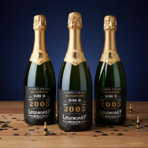 Etiquetas Para Vinos Espumosos Leyenda de cumpleaños 21 Agregar su nombre 2005 Vi
