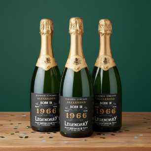 Etiquetas Para Vinos Espumosos Leyenda de cumpleaños 60 agregar su nombre 1966 Vi