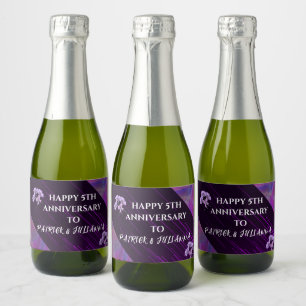 Etiquetas Para Vinos Espumosos Lila Púrpura Moderno Chic Boho Aniversario Tendenc