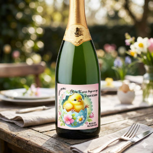 Etiquetas Para Vinos Espumosos Linda Gallina de Primavera en Acuarela Nuevos Comi