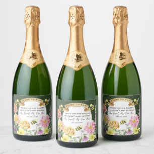Etiquetas Para Vinos Espumosos Listo para pop Bee y Wildflower Baby Shower