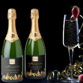 Etiquetas Para Vinos Espumosos Logo del agente inmobiliario Black gold city
