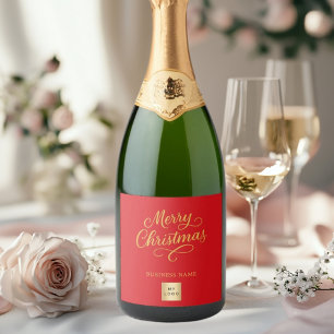 Etiquetas Para Vinos Espumosos logotipo empresarial de oro rojo de Navidad