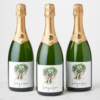 Etiquetas Para Vinos Espumosos Lucky in Love Bridal Shower Clover Bouquet