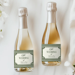 Etiquetas Para Vinos Espumosos Lujo Antiguo Dinero Verde Oliva Bodas Vintage