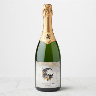 Etiquetas Para Vinos Espumosos Luna Floral Celestial Gold Stars
