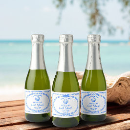 Etiquetas Para Vinos Espumosos Mano Azul Dibujada Último Splash Despedida de Solt