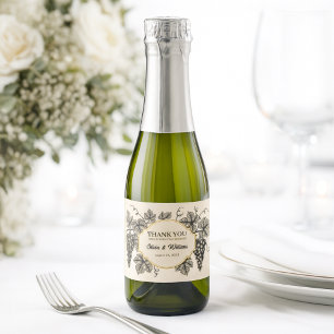 Etiquetas Para Vinos Espumosos Marco Antiguo con Uvas, Hojas