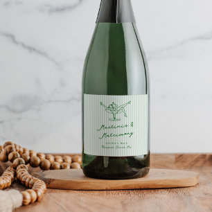 Etiquetas Para Vinos Espumosos Margaritas Verdes y Matrimonio Caprichoso Dibujado