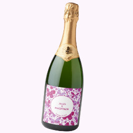 Etiquetas Para Vinos Espumosos Mariposas acuarela Magenta Boho moderno rosa