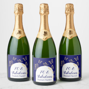 Etiquetas Para Vinos Espumosos Mariposas de oro de la marina moderna Fabuloso cum